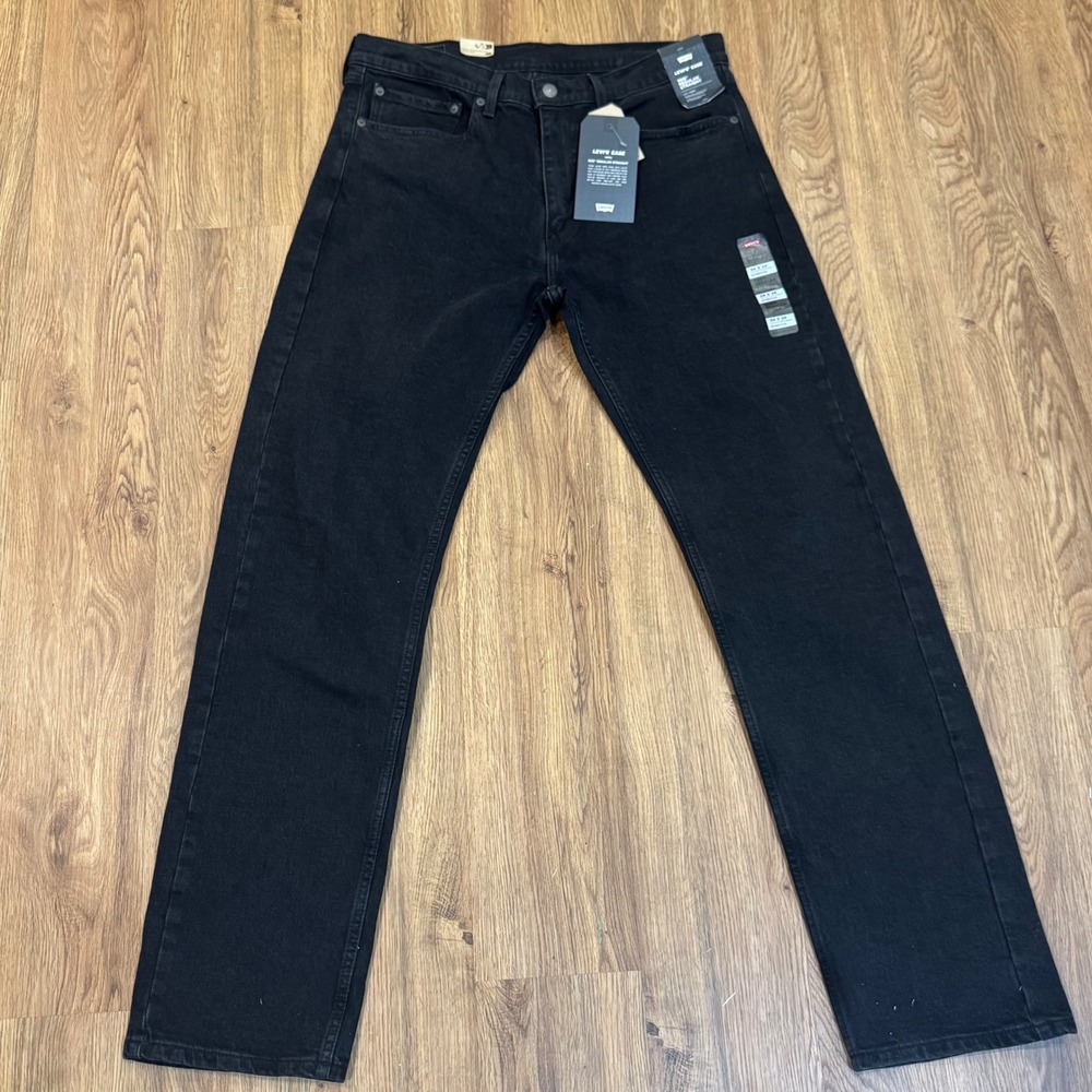 Levis 505 Regular Straight Mens Black Stretch Jeans 34x34 NWT